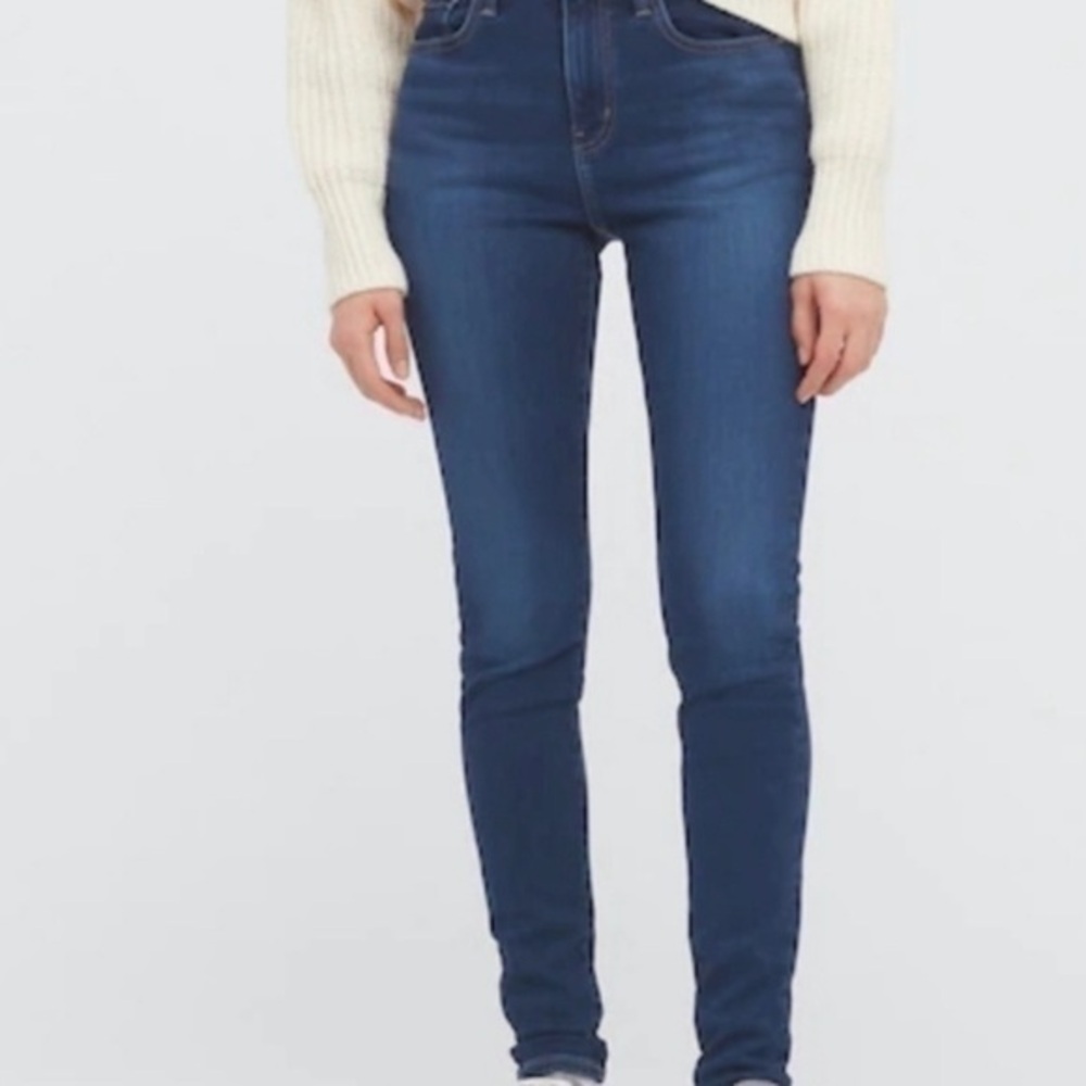 Uniqlo Skinny straight High Rise Ultra Stretch blue Wash Jeans Womens 25”